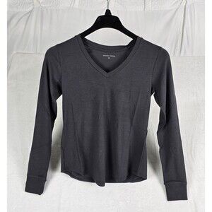 Universal Standard Long Sleeve V Rex Tee Women Slate Pima Blend 4XS (0-00)